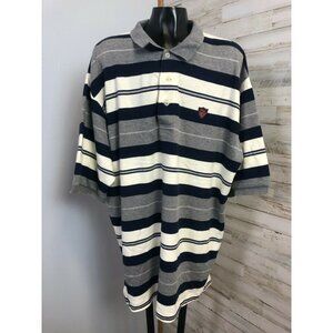 Ralph Lauren Polo Golf Men's Navy/Grey/Cream Striped 100% Cotton Polo Shirt XL